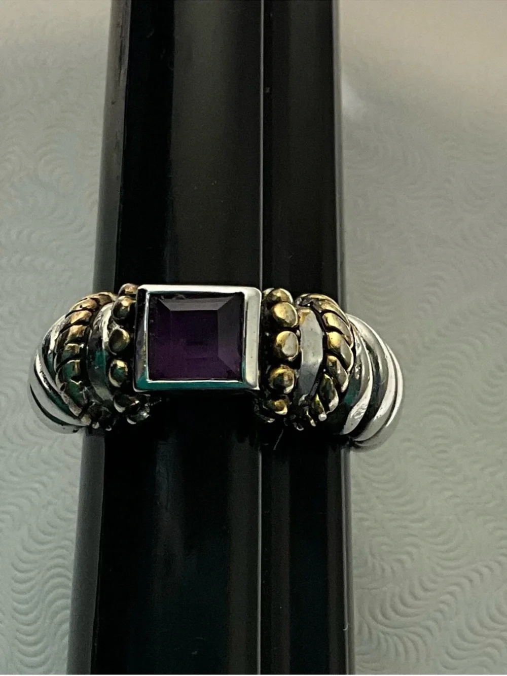 David Yerman, Sterling silver cable gemstone ring size 5.5